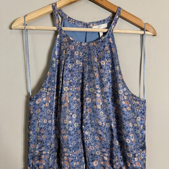 Joie Makana D Silk Floral Mini Dress Women's Medium Hyacinth Blue Metallic Party - Picture 7 of 14